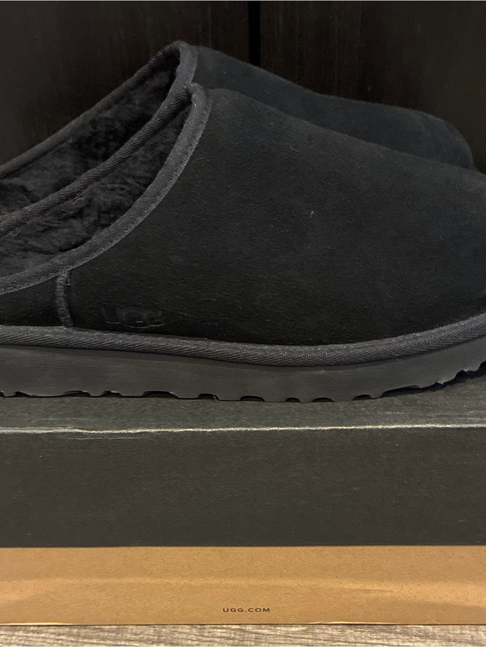 UGG Men’s Black Suede Slip-On Shearling Loafers